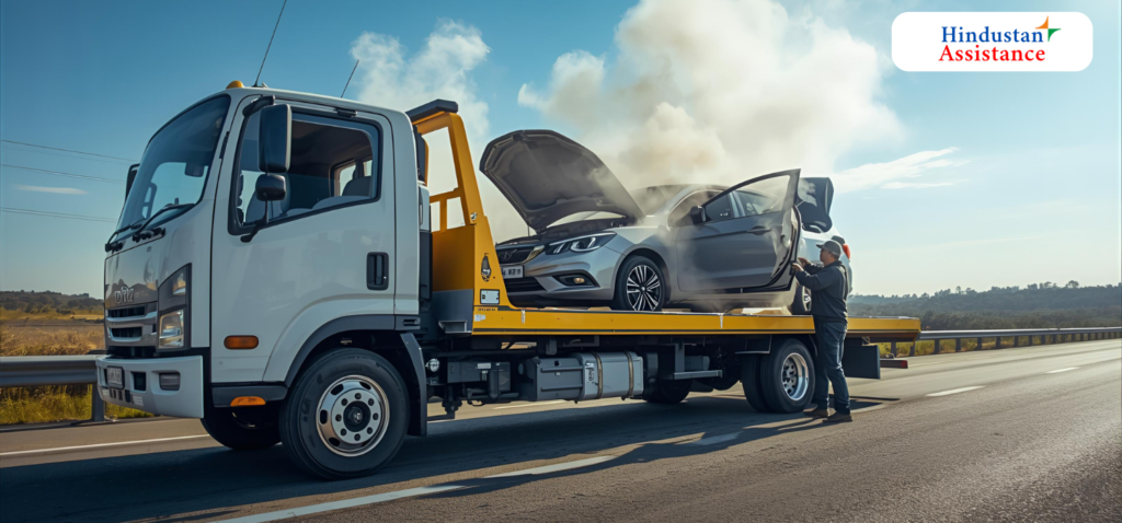 Overheated car towing 