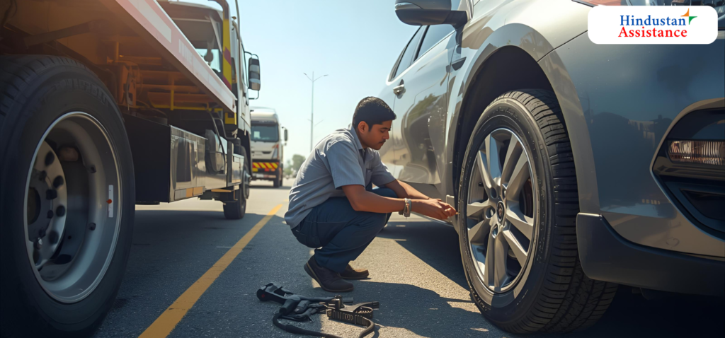 Towing for flat tire breakdown 
